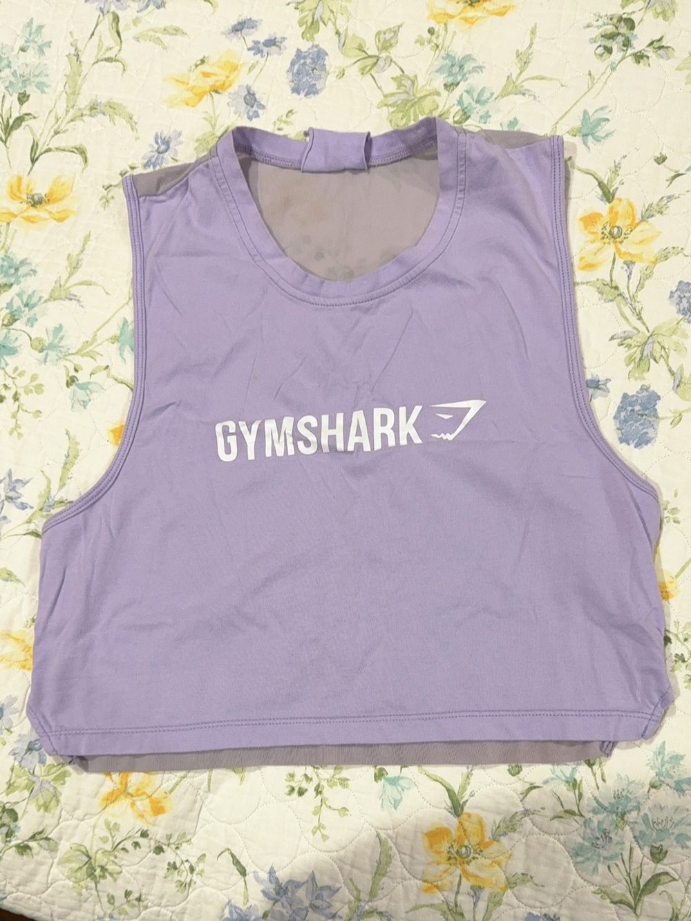 Gymshark Lavender Purple Muscle Tee Crop Tank with White Logo